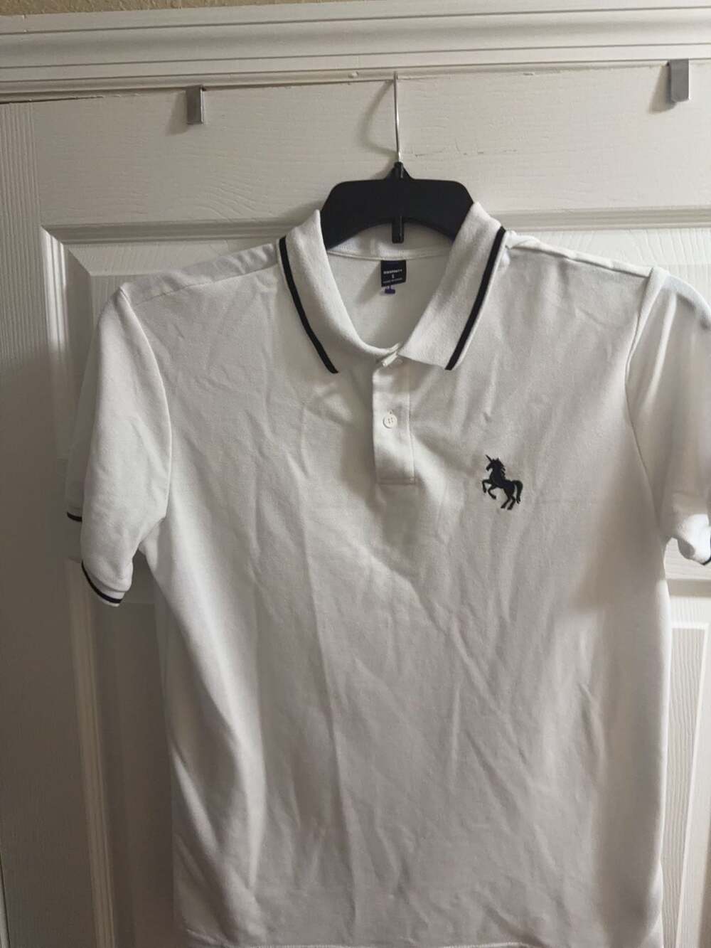 MANFINITY men- white- polo shirt with Unicorn Logo Size S